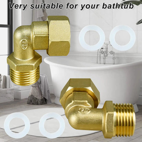 Solid Brass 90 Degree Elbow Connector One-Half Inch Male To One-Half Inch Female With Washer Swivel Fit For Water Lines No Leaks Easy Hand-Tight Seal Durable Well-Made Brass Fittings Built To Withstand Continuous Use, bathtub plumbing fitting with washers