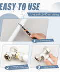 Instructions showing how to use Six Pack Three Quarter Inch Equal Air Piping Fittings Brass Nickel Plated For Shop Compressed Air Line
