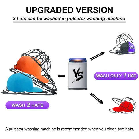 Hat Washer Frame For Washing Machine Or Dishwasher Cap Rack Shaper And Cleaning Protector showing two hats in frame versus one