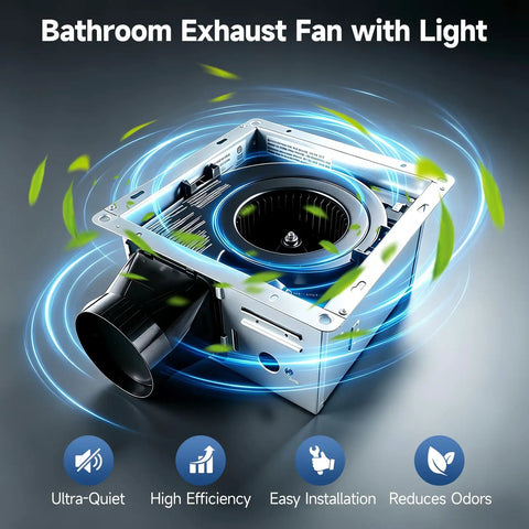 Butter Smooth 80 Cfm Bathroom Exhaust Fan With Bright Led Light And Five Dialable Warmth Levels showing sleek silver housing design.