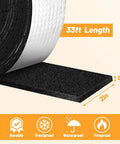 Close-up of Pipe Insulation Foam Wrap Tape 2 Inch Wide 66 Foot Self Adhesive Foil Wrap with 33ft length label and thickness details.