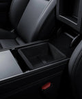 Tesla Model 3 Y Center Console Storage Trays Flocked Accessory Organizers Fit 2017 To 2023 in black with plush lining.