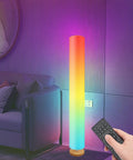 Music Sync RGBIC Floor Lamp With Dimmable LEDs Modern Color Changing Standing Lamp Linen Fabric Lampshade in living room