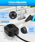 No Frills Steam Cleaner With Ten Second Rapid Heat And One Point Two Liter Tank Gives Straight Up Heavy Duty Punch, showing touch screen and handle control.