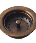 Low Profile Kitchen Sink Basket Strainer Drain in Antique Copper, Easy Install, Universal Fit for 3.5 or 4 Inch Drain Openings