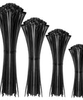 Heavy Duty 400 Pack Assorted Black Cable Ties Kit, 4 Inch, 6 Inch, 8 Inch, 12 Inch Nylon Self Locking Wire Ties For Home Office Garden