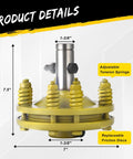 Real Deal 1 3/8 In PTO Slip Clutch Slick Round Ends Adjustable Tractor Friction Clutch showing adjustable tension springs and dimensions.