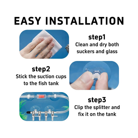 Easy installation steps for Built Like A Tank Premium Two Pack Four Way Aquarium Air Pump Splitter Valve for Fish Tanks.