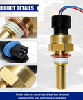 Premium Car Engine Coolant Temperature Sensor With Plug And Play Pigtail Cable, brass housing, close-up view with wiring details.