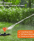 Heavy Duty Pulsating Impact Sprinkler For Yard, 360 Degree Rotating Lawn Sprinkler With All Metal Base spraying in garden