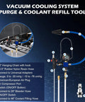 Grease Monkey Approved 31-Piece Coolant Pressure Tester Kit With 23 Radiator Adapters Vacuum Purge Refill Wand detailed display of vacuum cooling system purge tool.