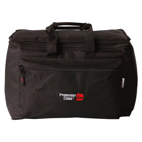 Heavy Duty Black Drum Hardware Gig Bag With Slick Foam Padding And Adjustable Divider Percussion Accessory Case, durable nylon exterior.