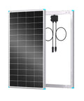 Heavy Duty 200 Watt N Type Solar Panel With 25 Percent High Efficiency And Compact Lightweight Design That Is Hella Great For Class B Vans And Campers Providing Top Shelf Power Anywhere You Go, showing front and rear view with connectors.