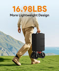 Person carrying a folded Beefed Up Heavy Duty Foldable Wagon Cart With All Terrain Wheels, 330Lb Capacity And 180L Cargo Space, Brakes For Camping, Shopping And Sports Gear, Collapsible Utility Wagon For Easy Transport on a grassy hill.