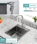 15 Inch Black Bar Sink Drop In Topmount Or Overmount Single Bowl Prep Kitchen Sink Handmade 20 Gauge T304 Stainless Steel.