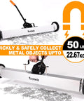 Heavy Duty 36 Inch Rolling Magnetic Sweeper With Quick Release Handle That Works Like A Charm To Sweep Up Nails Screws Washers And Metal Debris From Garage Floors, collecting metal debris.