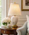 Bottom Scallop Gather Pleat Basic Lamp Shade 8 x 16 x 13 Eggshell Hand Tailored Silk Type Shantung with Softback Polycotton Lining