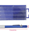 Top Tier Hss Micro Drill Bit Set 21 Piece Metric Range.3 To 1 Mm With Mini Pin Vice Tool and Solid Storage Case showingbits and vise in a plastic case.
