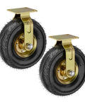 Heavy Duty Swivel Casters Kit with 10 Inch Rubber Tread Wheels for workbenches, carts, trolleys and shelves, set of 2, steel plate