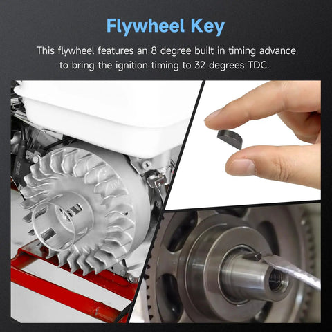 Flywheel key and aluminum flywheel for Beefed Up Aluminum Flywheel Upgrade For Predator 212 Non Hemi Engines And Mini Bike Builds, 10K RPM.