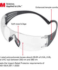 Legit Heavy Duty Safety Glasses Featuring Self Adjusting Flex Temples And Shatter Proof Clear Lenses Crafted For High Cheekbones Plus No Hassle All Day Comfort with clear polycarbonate lenses and soft nose bridge.