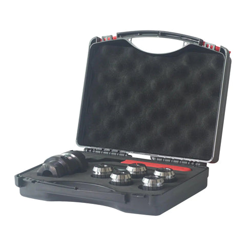 ER32 Woodworking Dowel Collet Chuck System For Lathe With 5 Collets 1/4 3/8 1/2 5/8 3/4 Inch And 1 Inch 8TPI Thread in storage case