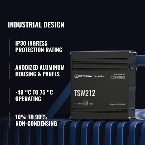 Industrial Managed Ethernet Switch With 8 Gigabit Ports And 2 SFP Ports, Layer 2 Plus Layer 3 Capabilities, anodized aluminum design