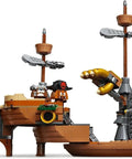 Side view of Bowser's Airship Expansion Set For Super Mario Buildable Bowser Boss Ship with detailed unfolding interior features.