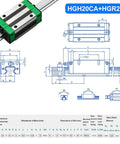 Durable 300mm Linear Guide Rail Kit With Four Bearing Blocks For CNC Routers Lathes 3D Printers And DIY Auto Machines Pro Grade Anti Rust High Precision Smooth Sliding Easy Assembly with technical blueprint