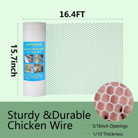 Heavy Duty Pet Barrier Net Fence For Cats Dogs Rabbits And Chickens 15.7 Inch By 16.4 Foot White ABS Plastic Mesh product display.