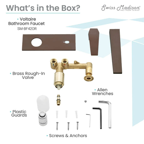 Single-Handle Wall-Mount Bathroom Faucet In Oil Rubbed Bronze, Solid Brass Construction, 1.2 GPM Flow installation parts
