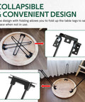 Built Tough 16.5 Inch Folding Hairpin Legs Four Pack Heavy Duty Iron Coffee Table Base Matte Black Finish folded for space saving