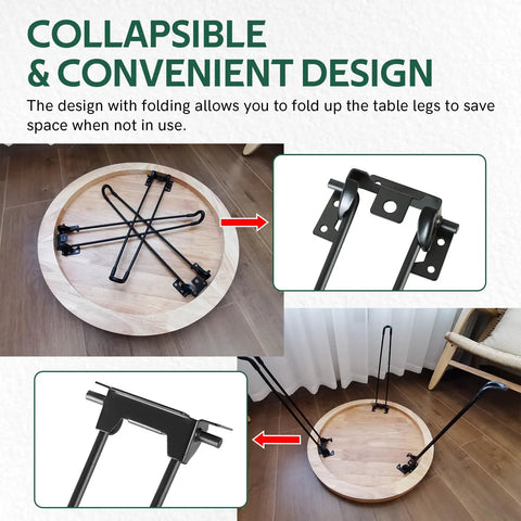 Built Tough 16.5 Inch Folding Hairpin Legs Four Pack Heavy Duty Iron Coffee Table Base Matte Black Finish folded for space saving