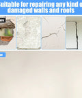 Before and after of DIY Wall Repair Kit No Pro Needed With 4 Large 12 Inch Self Adhesive Mesh Patches Heavy Duty Metal Patch Tools Scraper And 2 Sandpapers For Quick Fixes On Walls And Ceilings used on wall cracks and holes.