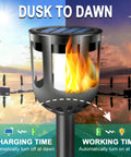 Solar Tiki Torches With Flickering Flame Outdoor Solar Lights Waterproof Auto On Off Solar Powered Decorative Lighting