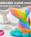 Mermaid Crystal Growing Kit For Kids 6 To 8, STEM Craft Toy That Grows Sparkling Crystals On A Mermaid Tail, Totally Screen-Free, Hands-On Science And Art Project For Young Scientists. Rainbow crystal mermaid tail with supplies