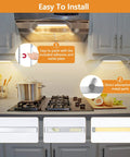 Easy installation of Under Cabinet Lights 2-Pack Wireless Magnetic Motion Sensor USB-C Rechargeable 1700mAh Battery, 3 Color Temperatures