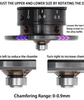 Front view of Amazon handheld pneumatic chamfering tool with 45° arc corner, 1/4 in air inlet for metal and wood beveling.