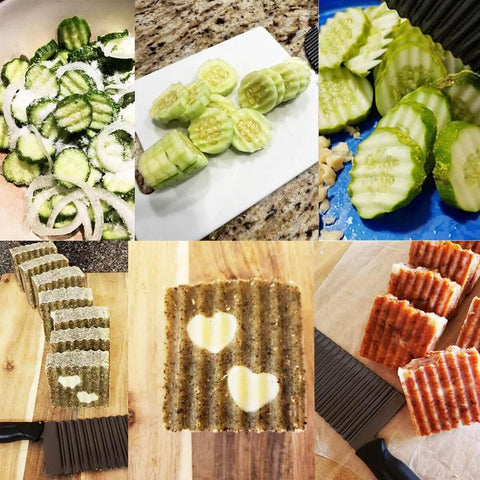 SHengwin crinkle potato cutter with stainless steel blade, wavy veggie and fry slicer, 2.9x11.8 in.