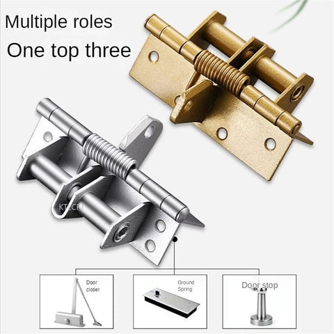 Heavy Duty Spring Loaded Cabinet Hinges With Fully Automatic Self Closing showing silver and gold finishes for door installation.