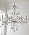 6 Light Crystal Chandelier With Chrome Finish Pendant Lighting For Dining Room Bedroom Living Room Raindrop Style LED Ready