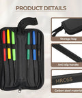 Six-Piece HRC40 To HRC65 Hardness Tester File Set With Color-Coded Handles, 7.1-Inch Carbon Steel Files, Heavy-Duty Pro-Grade Metal Hardness Testing Kit For Industrial QC, Machining, Tool Manufacturing, Includes Oxford Storage Bag.