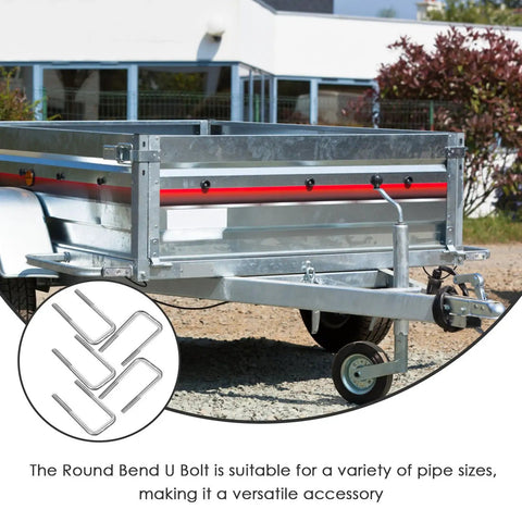 Durable Stainless Steel Square U Bolts Kit For Trailer Fastening with robust bolts displayed on a trailer, ideal for pipe securing.