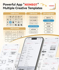 NIIMBOT app interface with creative templates, icons, fonts, and languages for use with B2 Pro Label Maker With Bluetooth, 300 DPI.