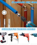 Dual Function PVC Pipe Threader Set For Internal And External Threads, Fits One Half Inch, Three Quarter Inch, And One Inch Pipes, Electric Drill Compatible Water Pipe Thread Cutting Kit For Easy Home Repairs, DIY Friendly By Yakamoz shown with drills and pipe fittings