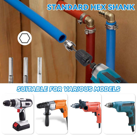 Dual Function PVC Pipe Threader Set For Internal And External Threads, Fits One Half Inch, Three Quarter Inch, And One Inch Pipes, Electric Drill Compatible Water Pipe Thread Cutting Kit For Easy Home Repairs, DIY Friendly By Yakamoz shown with drills and pipe fittings