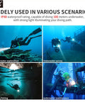 Scuba diver exploring underwater cave using Beastly Bright 5000 Lumen Underwater Dive Light With Five Modes USB C Rechargeable IP68