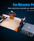 NEMA 23 CNC Motor Upgrade Kit and controller box for Masuter Pro with new aluminum panels for enhanced engraving and milling precision.