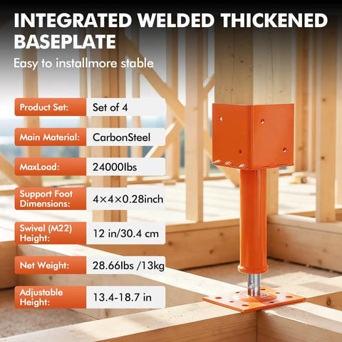 Heavy Duty Screw Jack Posts Level Floors Like A Boss With Rock Solid 24000 Lb Capacity Adjustable 4X4 House Foundation Supports with baseplate