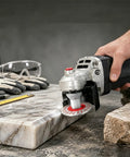 Badass Grade 4 Pack Mini Diamond Saw Blades Set For Granite Marble And Tile Precision Cutting With 5 8 11 Arbor Includes Flange Fasteners For Beveling Detail Projects being used on marble countertop.